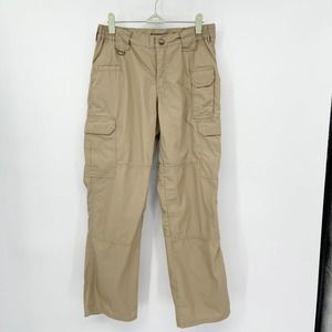 5.11 Tactical Taclite Pro Ripstop Pants Size 8 Tan Cargo Pockets Elastic Waist